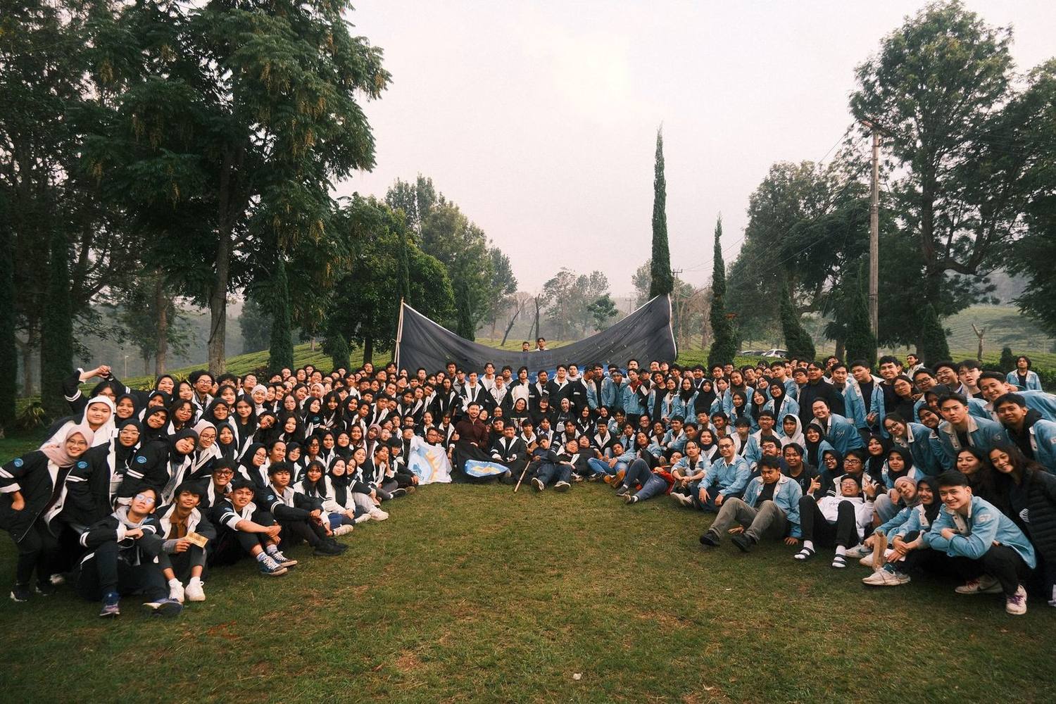 Group photo on a grass field